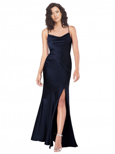 Buy Long Dark Navy Sleeveless A-Line Black Tie Evening Dress