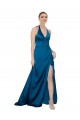 Buy Long Peacock Blue Sleeveless A-Line Open Back Formal Evening Dress