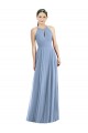 Buy Long Dusty Blue Sleeveless A-Line Semi Formal Evening Dress