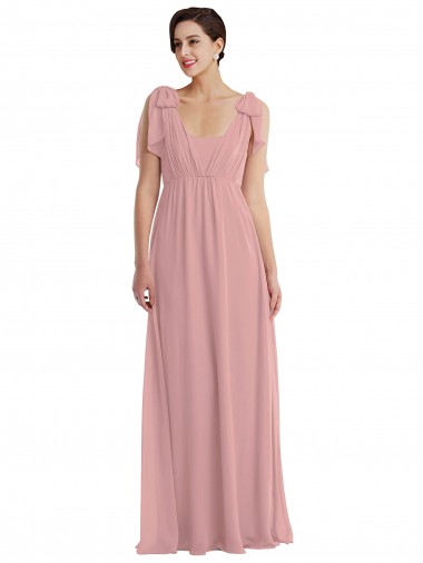 Buy Long Dusty Pink Sleeveless A-Line Semi Formal Evening Dress