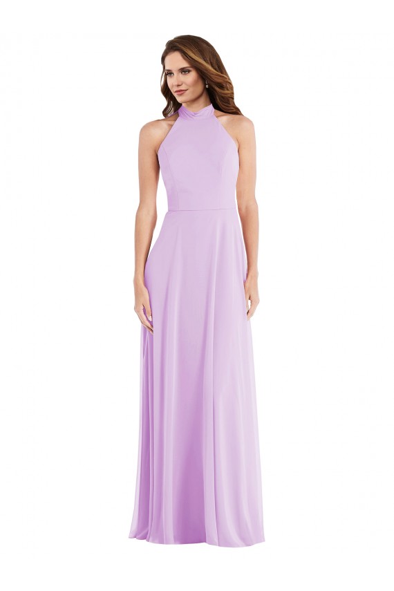 Buy Long Lilac Sleeveless A-Line Low Back Semi Formal Evening Dress