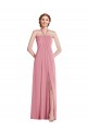 Buy Long Skin Pink Sleeveless A-Line Open Back Semi Formal Evening Dress