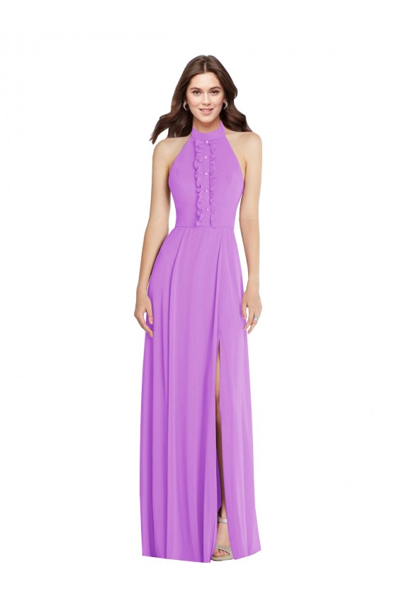 Buy Long Violet Sleeveless A-Line Open Back Formal Evening Dress
