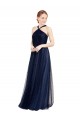 Buy Long Navy Blue Sleeveless A-Line Evening Dress