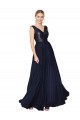 Buy Long Dark Navy Sleeveless A-Line V-Back Semi Formal Evening Dress