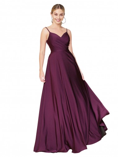 Buy Long Wild Berry Sleeveless A-Line V-Back Formal Evening Dress