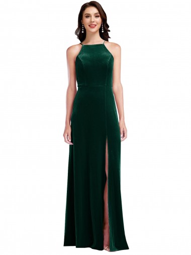 Buy Long Dark Green Sleeveless A-Line Semi Formal Evening Gown