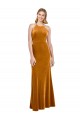 Buy Long Gold Sleeveless A-Line Open Back Stretch Velvet Formal Evening Dress