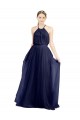 Buy Long Navy Blue Sleeveless A-Line Semi Formal Evening Dress
