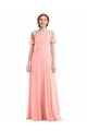 Buy Long Salmon Flutter Sleeves A-Line Semi Formal Evening Dress