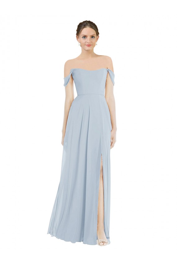 Buy Long Sea Glass Flounce Sleeves A-Line Semi Formal Evening Dress