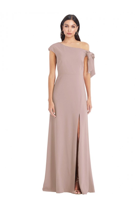 Buy Long Dusty Pink Sleeveless A-Line Front Slit Formal Evening Dress