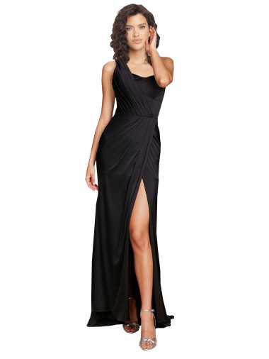 Buy Long Black Sleeveless A-Line Evening Gown