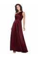 Buy Long Burgundy Sleeveless A-Line Silky Satin Formal Evening Dress