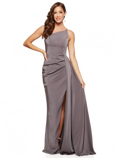 Buy Long Slate Grey Sleeveless A-Line Formal Evening Dress