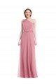 Buy Long Skin Pink Sleeveless A-Line Semi Formal Evening Dress