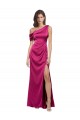 Buy Long Fuchsia Sleeveless A-Line Side Slit Evening Dress