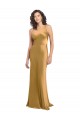 Buy Long Gold Sleeveless A-Line Stretch Satin Formal Evening Dress