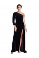 Buy Sweep Train Dark Navy Long Sleeves A-Line Formal Evening Dress