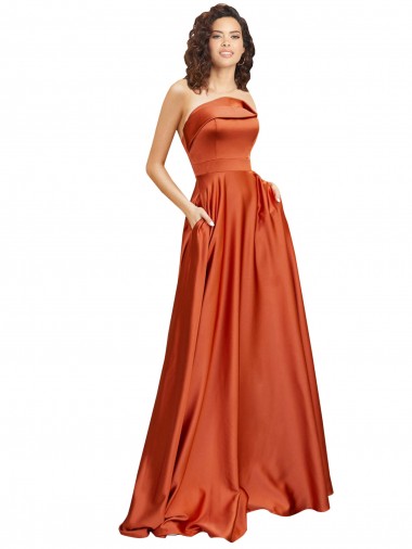 Buy Sweep Train Burnt Orange Sleeveless A-Line Low Back Formal Evening Dress