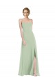 Buy Long Sage Sleeveless A-Line Open Back Front Slit Semi Formal Evening Dress