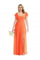 Buy Long Tangerine Tango Flutter Sleeves A-Line Open Back Semi Formal Evening Dress