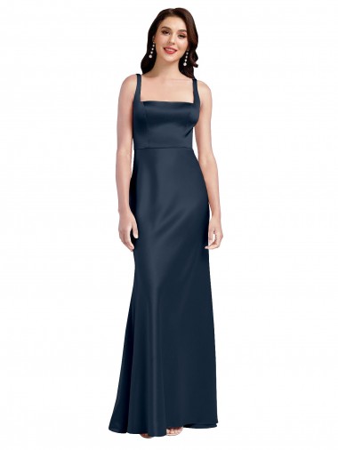 Buy Long Dark Navy Sleeveless A-Line Low Back Formal Evening Dress