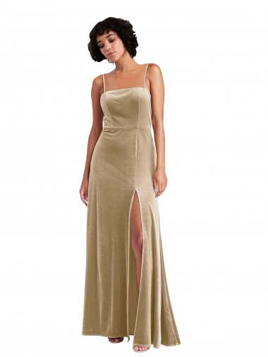 Buy Long Champagne Sleeveless A-Line Low Back Formal Evening Dress