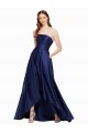 Buy Long Dark Navy Sleeveless A-Line Low Back High Low Evening Dress