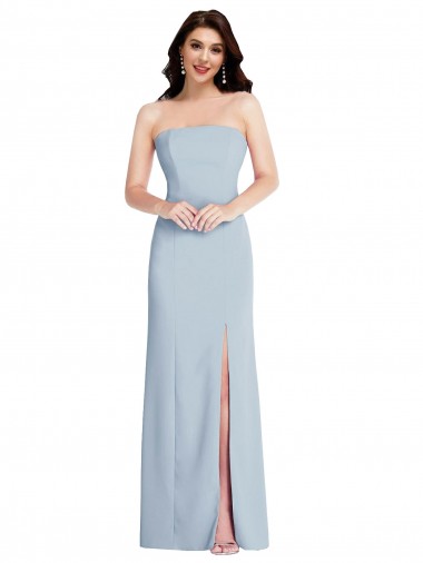 Buy Long Light Sky Blue Sleeveless A-Line Low Back Formal Evening Dress