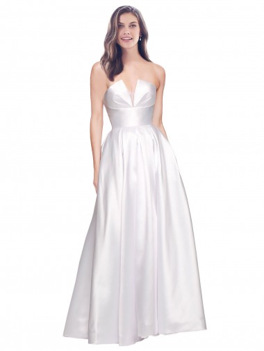 Buy Long White Sleeveless A-Line Low Back Formal Evening Dress