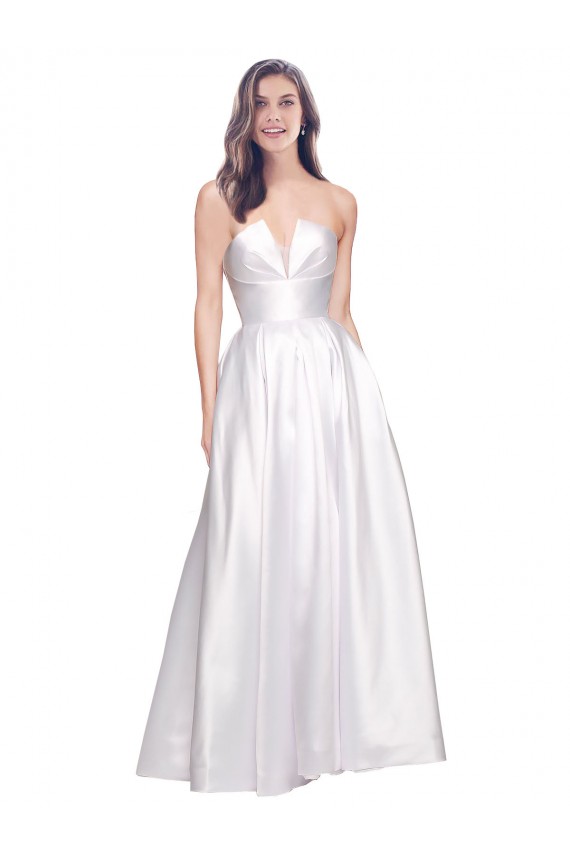 Buy Long White Sleeveless A-Line Low Back Formal Evening Dress