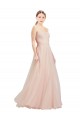 Buy Long Pink Sleeveless A-Line Open Back Tulle Semi Formal Dress