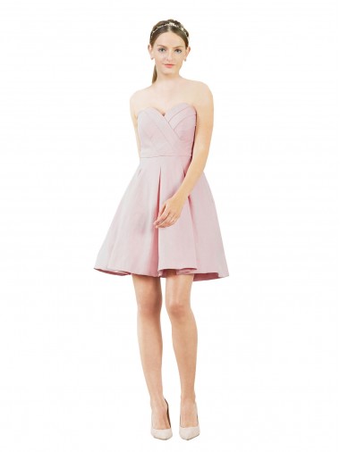 Buy Knee Length Pink Sleeveless A-Line Evening Dress