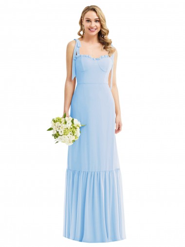 Buy Long Light Sky Blue Sleeveless A-Line Semi Formal Evening Dress