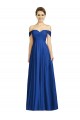 Buy Long Royal Blue Cap Sleeves A-Line Semi Formal Evening Dress