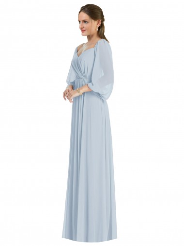 Buy Long Sea Glass Puff Sleeves A-Line Formal Evening Dress