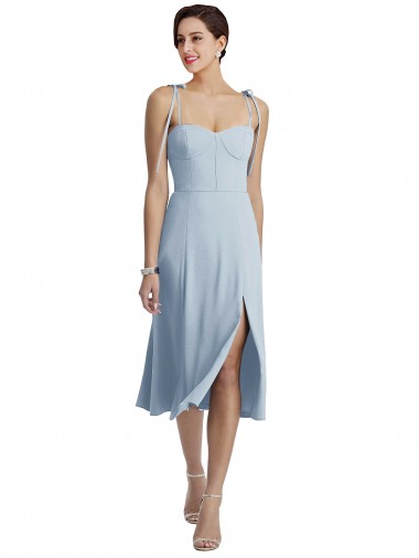 Buy Midi Length Light Sky Blue Sleeveless A-Line Evening Dress