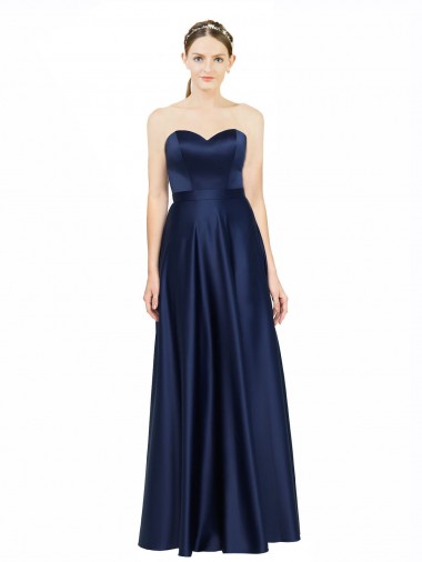 Buy Long Dark Navy Sleeveless A-Line Low Back Black Tie Evening Dress