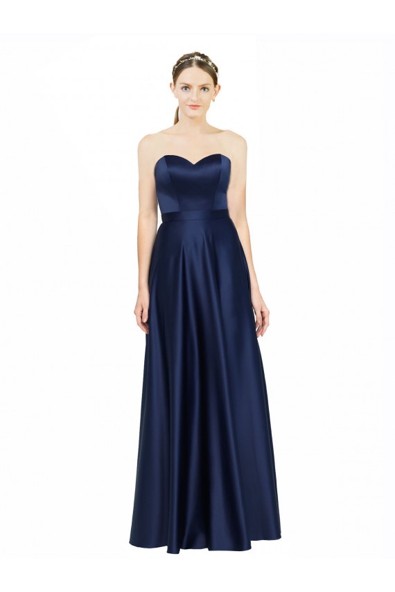 Buy Long Dark Navy Sleeveless A-Line Low Back Black Tie Evening Dress