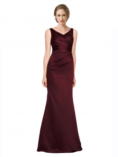Buy Long Burgundy Sleeveless A-Line Low Back Black Tie Evening Dress