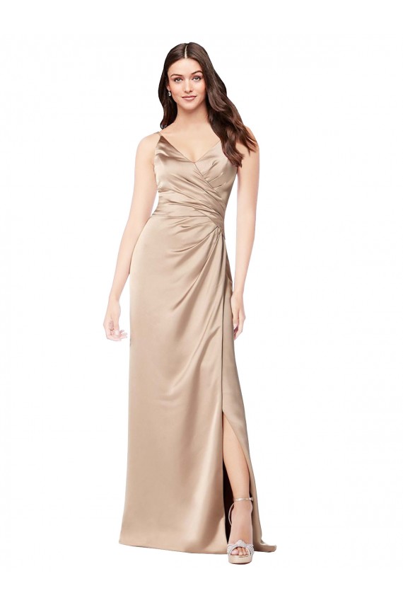 Buy Long Champagne Pink Sleeveless A-Line Low Back Formal Evening Dress