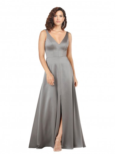 Buy Long Pearl Grey Sleeveless A-Line Formal Evening Dress