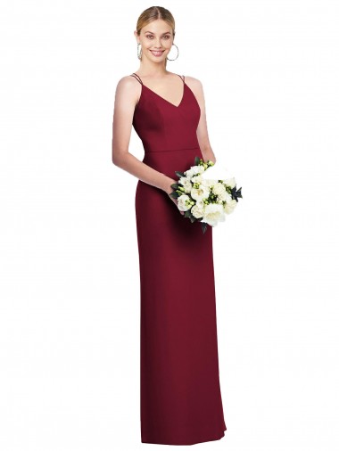 Buy Long Burgundy Sleeveless A-Line Formal Dress