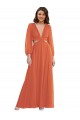 Buy Long Firecracker Long Sleeves A-Line Open Back High Low Evening Dress