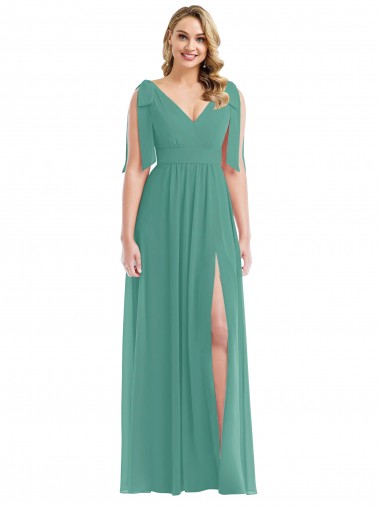 Buy Long Icelandic Silver Sleeveless A-Line V-Back Semi Formal Evening Dress