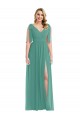 Buy Long Icelandic Silver Sleeveless A-Line V-Back Semi Formal Evening Dress