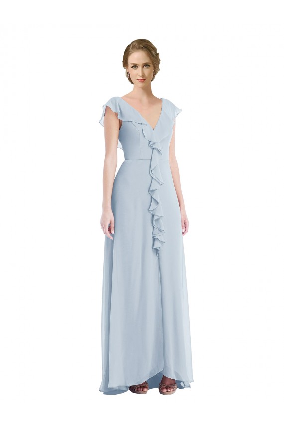 Buy Long Sea Glass Sleeveless A-Line V-Back Black Tie Evening Dress