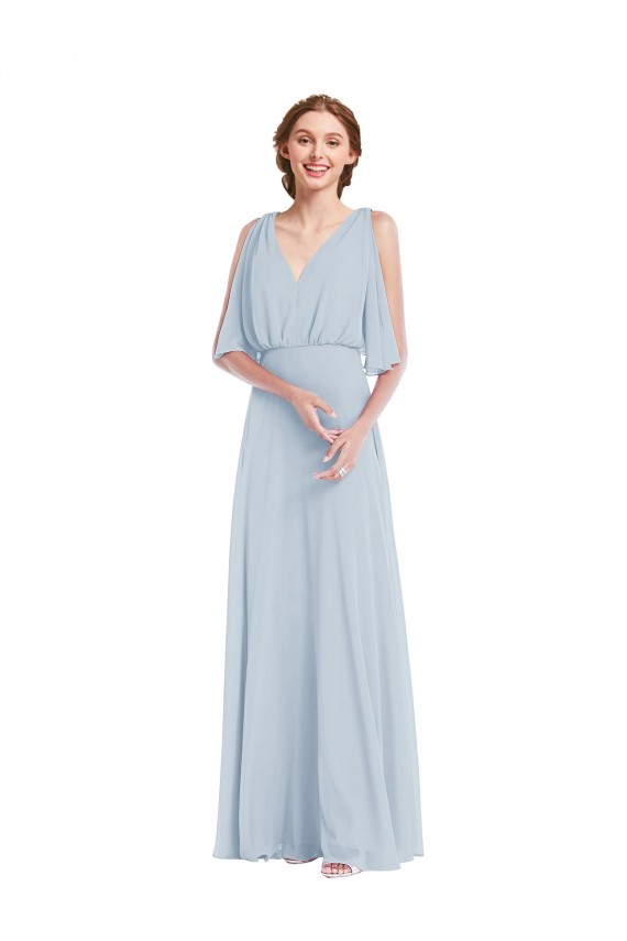 Buy Long Sea Glass Half Sleeves A-Line Evening Dress