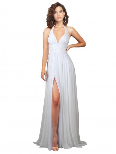 Buy Sweep Train White Sleeveless A-Line Low Back Semi Formal Evening Dress